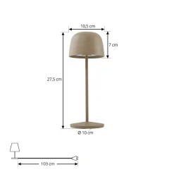 Lindby Dekorationsbelysning|Terrassebelysning > LED-bordlampe Arietty, beige, dæmpbar, IP65