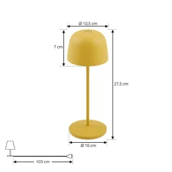 Lindby Dekorationsbelysning|Terrassebelysning > LED-bordlampe Arietty, gul, dæmpbar, IP65