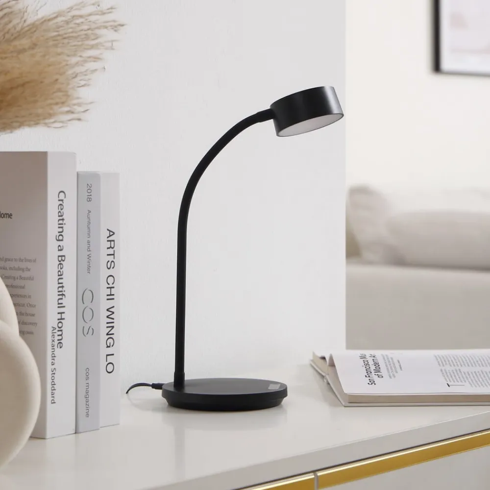 Lindby Arbejdsrum/Kontor|Gang > LED-bordlampe Maori, sort, CCT, metal, dæmpbar