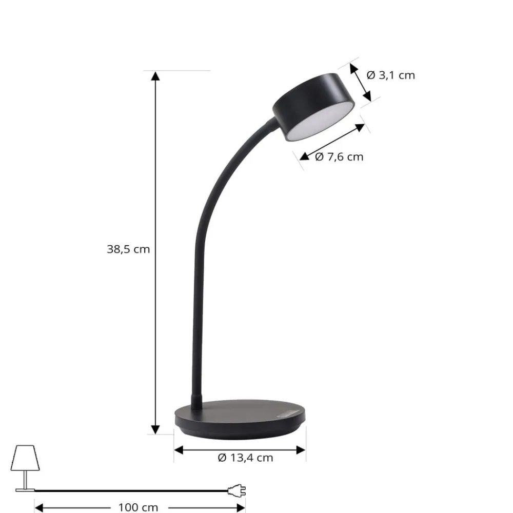 Lindby Arbejdsrum/Kontor|Gang > LED-bordlampe Maori, sort, CCT, metal, dæmpbar