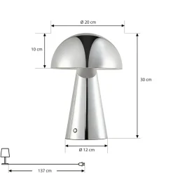Lindby Pendellamper|Bordlamper > LED-bordlampe Nevijo, krom, Ø20 cm, USB, dæmpbar