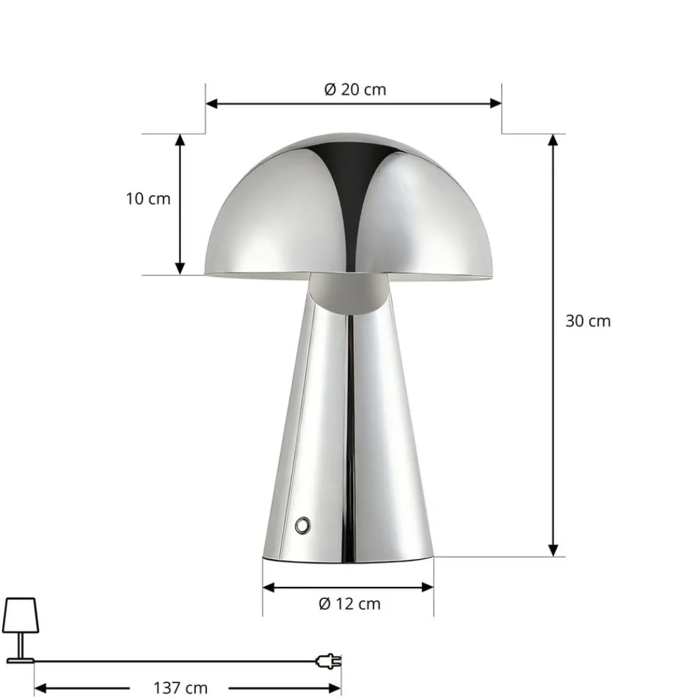 Lindby Pendellamper|Bordlamper > LED-bordlampe Nevijo, krom, Ø20 cm, USB, dæmpbar