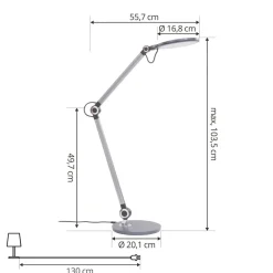 Arbejdsrum/Kontor|Bordlamper ^ Lindby LED-bordlampe Nyxaris, grå, metal, CCT, 50 cm
