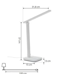 Lindby Arbejdsrum/Kontor > LED-bordlampe Rylas, hvid, USB, CCT