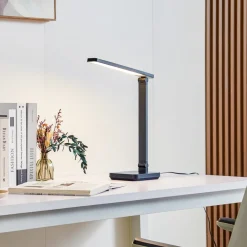 Lindby Arbejdsrum/Kontor|Bordlamper > LED-bordlampe Rylas, sort, USB, CCT