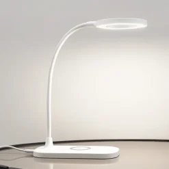 Lindby Arbejdsrum/Kontor|Bordlamper > LED-bordlampe Siona, hvid, CCT, dæmpbar, ladestation