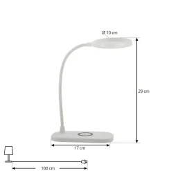 Lindby Arbejdsrum/Kontor|Bordlamper > LED-bordlampe Siona, hvid, CCT, dæmpbar, ladestation