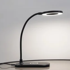 Lindby Arbejdsrum/Kontor|Bordlamper > LED-bordlampe Siona sort CCT dæmpbar ladestation