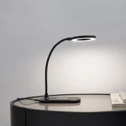 Lindby Arbejdsrum/Kontor|Bordlamper > LED-bordlampe Siona sort CCT dæmpbar ladestation