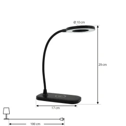 Lindby Arbejdsrum/Kontor|Bordlamper > LED-bordlampe Siona sort CCT dæmpbar ladestation