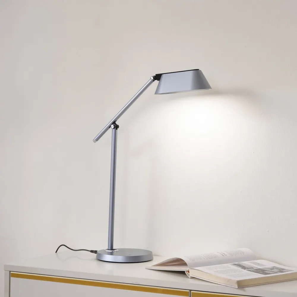 Arbejdsrum/Kontor|Bordlamper ^ Lindby LED-bordlampe Thies, grå, ABS, højde 78 cm, dæmpbar