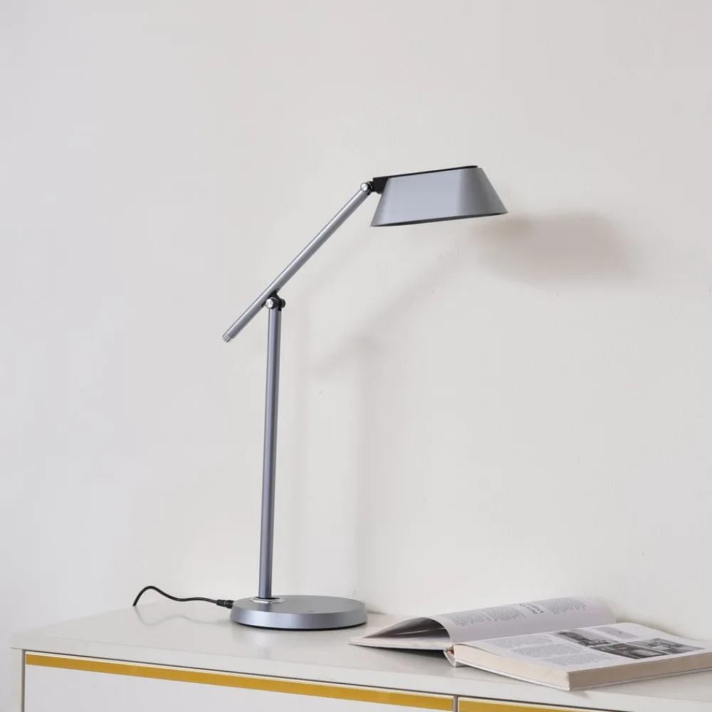 Arbejdsrum/Kontor|Bordlamper ^ Lindby LED-bordlampe Thies, grå, ABS, højde 78 cm, dæmpbar