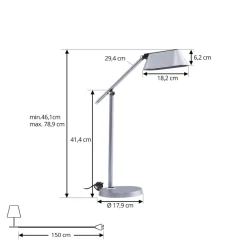 Arbejdsrum/Kontor|Bordlamper ^ Lindby LED-bordlampe Thies, grå, ABS, højde 78 cm, dæmpbar