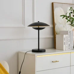 Lindby Pendellamper|Bordlamper > LED-bordlampe Tiama, metal, sort/guld, Ø 30 cm