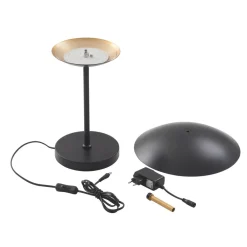 Lindby Pendellamper|Bordlamper > LED-bordlampe Tiama, metal, sort/guld, Ø 30 cm