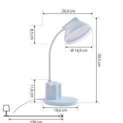 Arbejdsrum/Kontor|Bordlamper ^ Lindby LED-bordlampe Zephyra, blå, CCT, dæmpbar