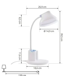 Lindby Arbejdsrum/Kontor|Bordlamper > LED-bordlampe Zephyra, hvid, CCT, dæmpbar