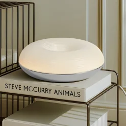 Væglamper|Væglamper ^ Lindby LED-bord-/væglampe Fjora, hvid/krom, Ø 30 cm, dæmpbar