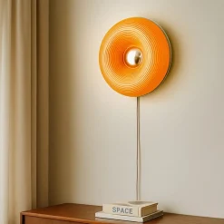 Lindby Væglamper|Væglamper > LED-bord-/væglampe Fjora, orange/krom, Ø30cm, dæmpbar