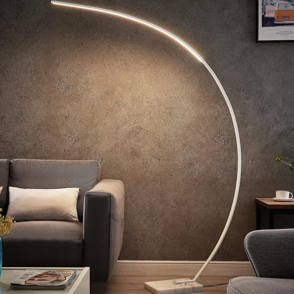 Lindby Gulvlamper > LED-buelampe Kendra, hvid, aluminium, højde 180 cm