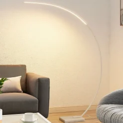 Lindby Gulvlamper > LED-buelampe Kendra, hvid, aluminium, højde 180 cm