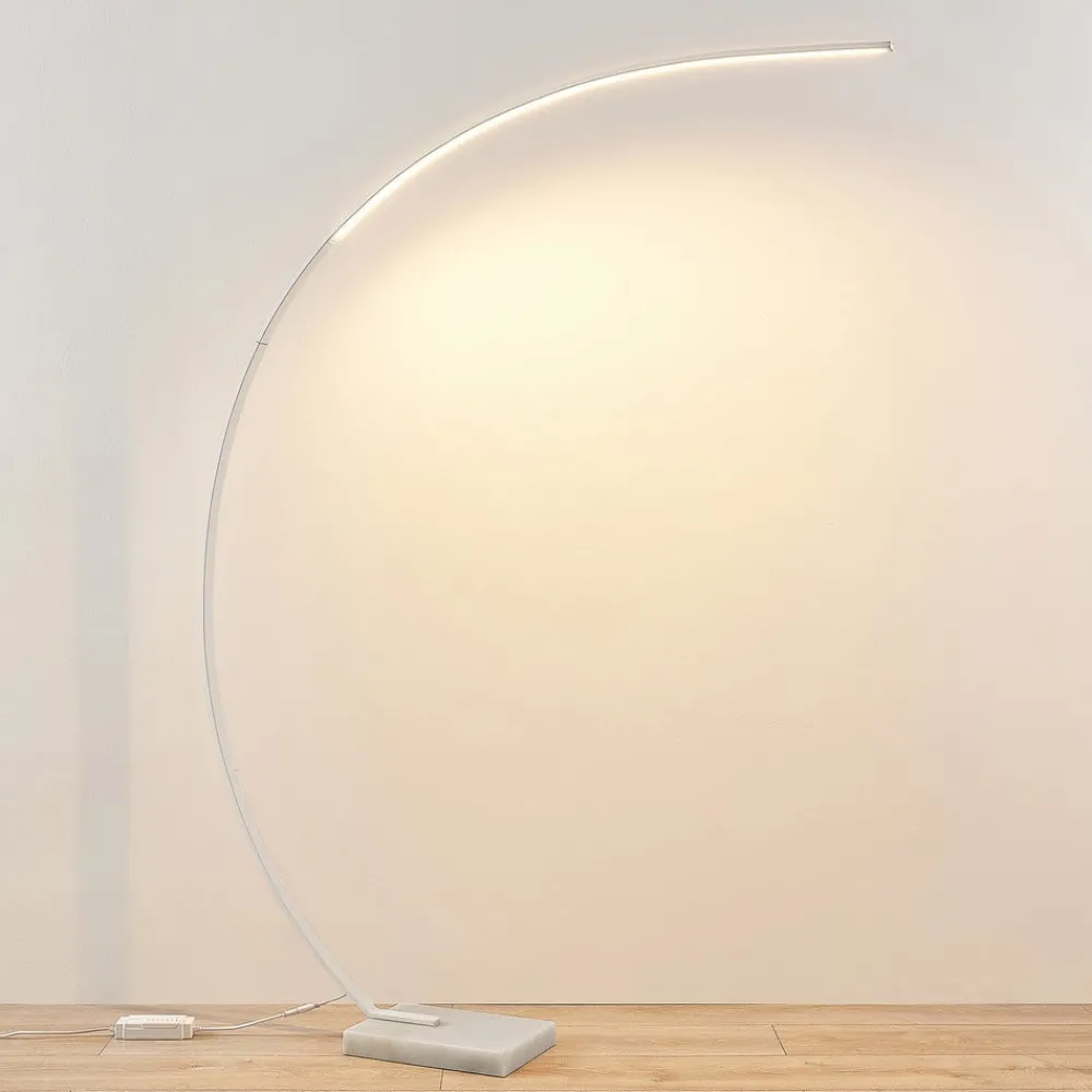 Lindby Gulvlamper > LED-buelampe Kendra, hvid, aluminium, højde 180 cm