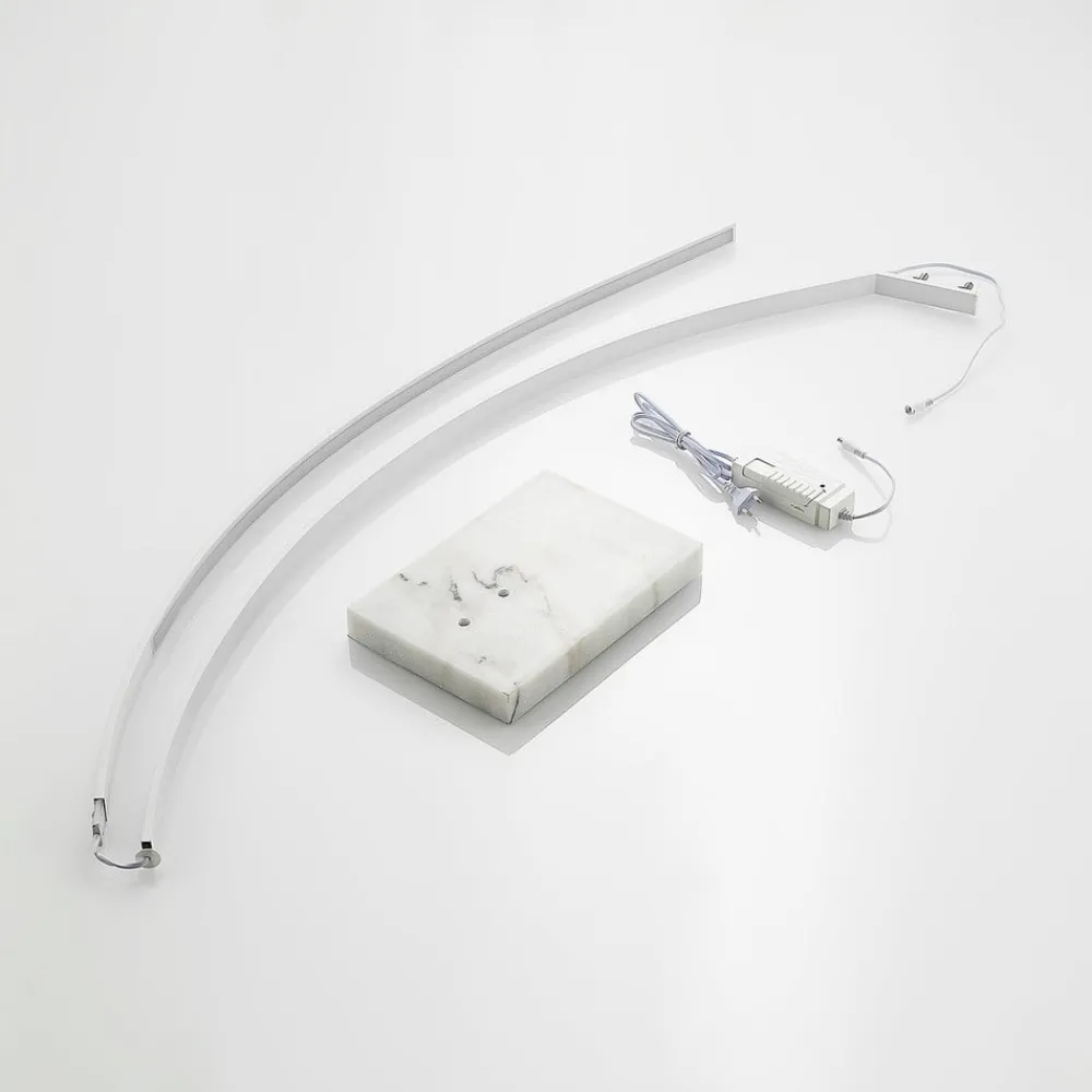 Lindby Gulvlamper > LED-buelampe Kendra, hvid, aluminium, højde 180 cm