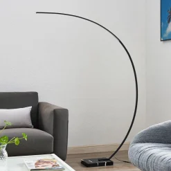 Lindby Pendellamper|Gulvlamper > LED-buelampe Kendra, sort, aluminium, højde 180 cm