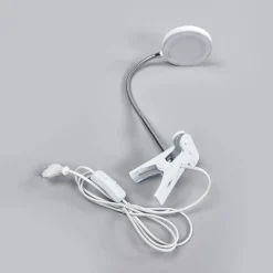 Bordlamper ^ Lindby LED clip-on bordlampe Milow, hvid, metal, 36 cm høj