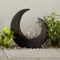 Lindby Dekorationsbelysning|Solcellelamper > LED-dekorationslampe Adem, rustbrun, glas, 31 cm