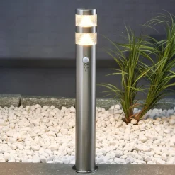 Lindby Gadebelysning Med Sensor|Terrassebelysning > LED-gadelampe Lanea, 60 cm, grå, sensor, IP44