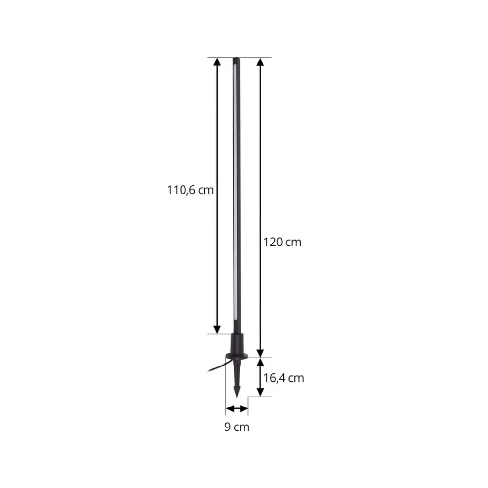 Lindby Gadebelysning > LED-gadelampe Neano, 120 cm, sort, metal, IP65