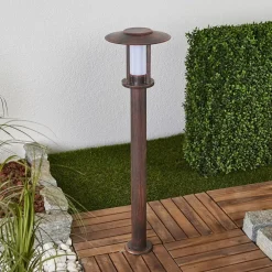 Terrassebelysning ^ Lindby LED-gadelampe Pavlos, 76 cm, rustfarvet, stål
