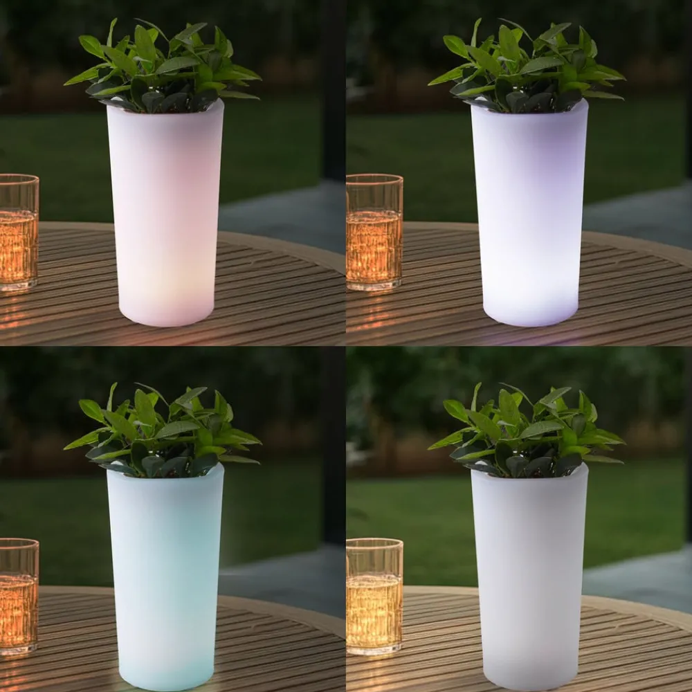 Lindby Dekorationsbelysning|Terrassebelysning > LED genopladelig blomstervase Florista, RGB, IP54, Ø 12cm, hvid