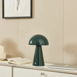 Lindby Pendellamper|Bordlamper > LED genopladelig bordlampe Nevijo, grøn, Ø20 cm, USB, dæmper