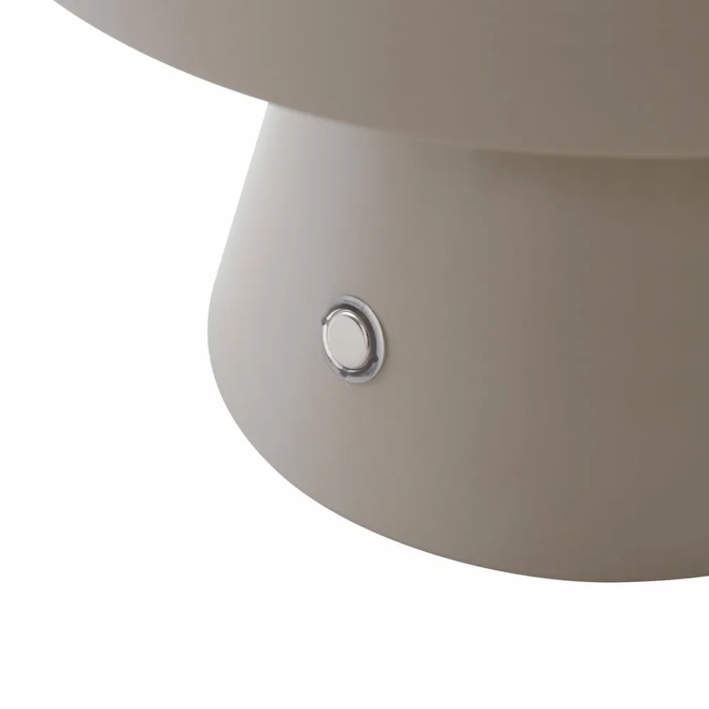 Bordlamper ^ Lindby LED genopladelig bordlampe Nevijo, grå, Ø18cm, USB, dæmper