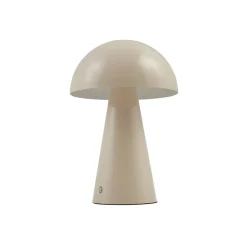 Bordlamper ^ Lindby LED genopladelig bordlampe Nevijo, beige, Ø20cm, USB, dæmper