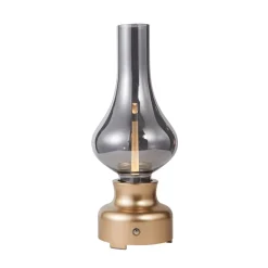 Lindby Bordlamper > LED genopladelig bordlampe Maxentius guldfarvet glas dæmper