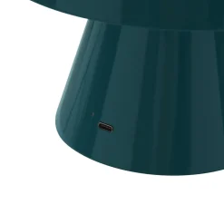 Bordlamper ^ Lindby LED genopladelig bordlampe Nevijo, petrol, Ø18cm, USB, dæmper