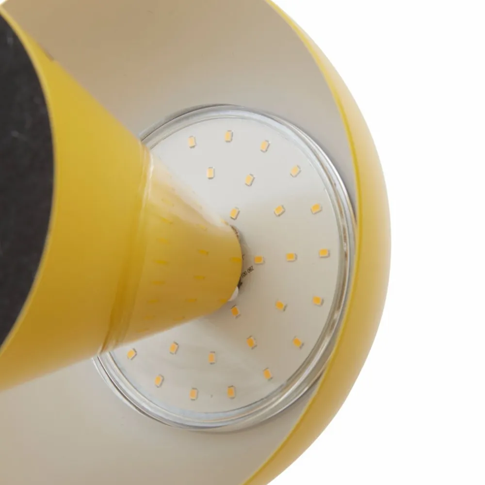Bordlamper ^ Lindby LED genopladelig bordlampe Nevijo, gul, Ø18cm, USB, dæmper