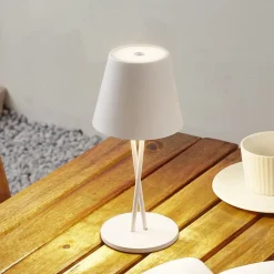 Terrassebelysning|Bordlamper ^ Lindby LED genopladelig bordlampe Janea CROSS, hvid, metal