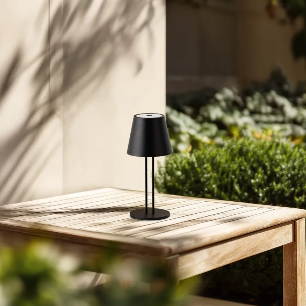 Lindby Dekorationsbelysning|Terrassebelysning > LED genopladelig bordlampe Janea TWIN, sort, metal