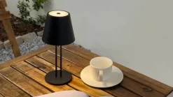 Lindby Dekorationsbelysning|Terrassebelysning > LED genopladelig bordlampe Janea TWIN, sort, metal
