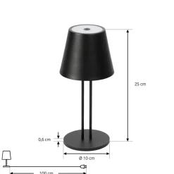 Lindby Dekorationsbelysning|Terrassebelysning > LED genopladelig bordlampe Janea TWIN, sort, metal