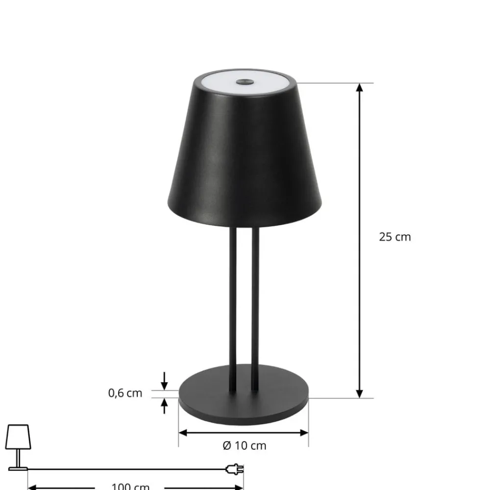 Lindby Dekorationsbelysning|Terrassebelysning > LED genopladelig bordlampe Janea TWIN, sort, metal