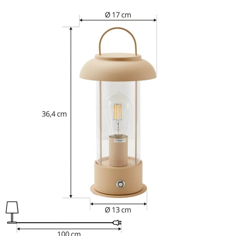 Lindby Dekorationsbelysning|Terrassebelysning > LED genopladelig bordlampe Janea TWIN, grøn, metal