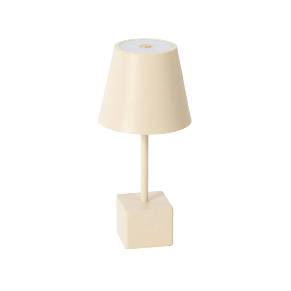 Lindby Dekorationsbelysning|Terrassebelysning > LED genopladelig bordlampe Janea CUBE, beige, metal