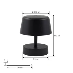 Dekorationsbelysning|Terrassebelysning ^ Lindby LED genopladelig bordlampe Nalani, 13 cm høj, IP44, dæmpbar