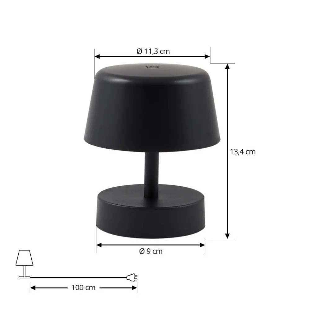 Dekorationsbelysning|Terrassebelysning ^ Lindby LED genopladelig bordlampe Nalani, 13 cm høj, IP44, dæmpbar