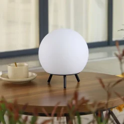 Lindby Dekorationsbelysning|Terrassebelysning > LED genopladelig bordlampe Aurilia, sort/hvid, jern, IP44